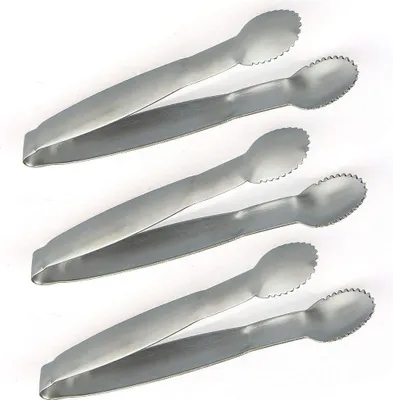 Produktbild von 4 Zoll große Mini-Servierzange aus Edelstahl mit Zucker- und Eiszange, 3er-Set