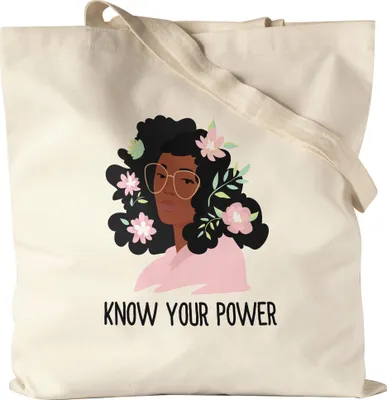 Produktbild von Jutebeutel Stoffbeutel Canvas Know Your Power Spruch Motiv Geschenk für Superheldinnen Frauenpower Frauentag Feminismus