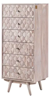 Immagine prodotto di MASSIVMOEBEL24 | MOSAYK #208 Comò in legno di acacia - laccato / bianco 53x42x128