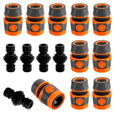 Produktbild von Schlauchverbinder Set, 15 Stück Schlauchkupplung Zubehör, 1/2 Zoll Doppelstecker für Gartenschlauchverlängerung