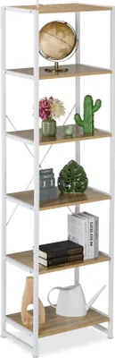 Image de Bibliothèque industrielle à 6 étagères en métal et bois