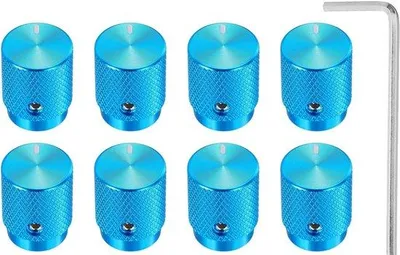 Zdjęcie produktu dla Pokrętła potencjometrów, 6 mm x 12,5 mm - aluminium - 8 sztuk z kluczem - przeznaczone do gitar i basów -