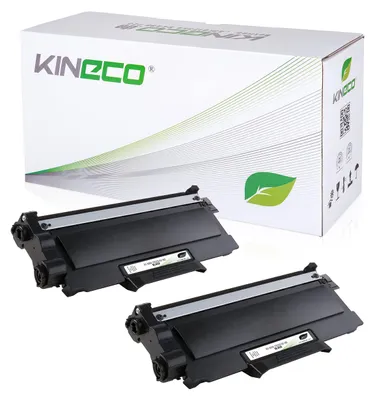 Produktbild von Kineco 2 Toner kompatibel für Brother TN2010 TN-2010 für Brother DCP-7055 W, DCP-7057, HL-2130 R, HL-2132 R, HL-2135 W - Schwarz je 3.000 Seiten