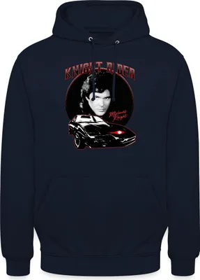 Produktbild von Spreadshirt Knight Rider KITT Und Michael Knight Uni Hoodie, L, Navy