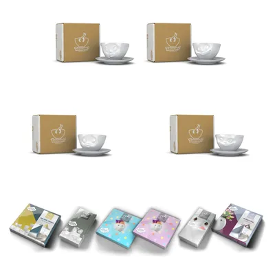 Produktbild von Fiftyeight Tassen-Set 4-tlg.  200 ml + Servietten Nr 027 weiß Kaffeetassen