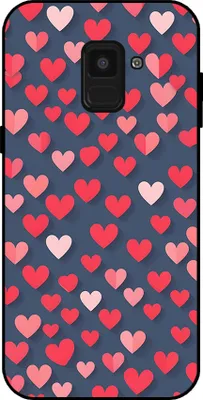 Produktbild von Smartphonica Telefon Fall passt Samsung Galaxy A8 2018 mit rosa und roten Herzen drucken - TPU Backcover Fall mit rosa und roten Herzen Design
