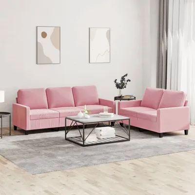 Productafbeelding van Maison Exclusive - 2-delige bankset met kussens, roze fluweel