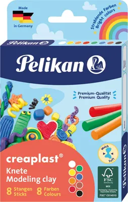Produktbild von Kinderknete creaplast - 8 Farben sortiert Faltschachtel. Packung mit 5 Stück