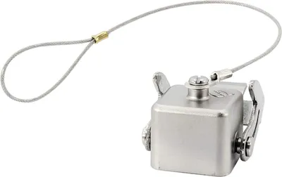 Produktbild von HARTING Schutzkappe 3A Edelstahl mit 1 Bügel für Oberteil Verliersicherung mit großer Schlaufe mit montiertem
