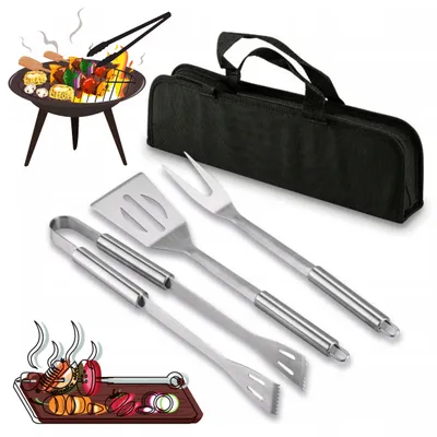 Produktbild von Edelstahl Grillbesteck Set FK01 mit Etui