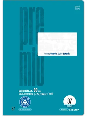 Produktbild von Staufen Schulheft Premio DIN A4 liniert mit Rand 37 16 Bl.