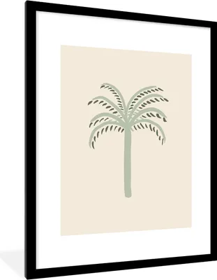 Produktbild von MuchoWow® Gerahmtes Poster Palme - Natur - Grün - Minimalismus 60x80 cm - Poster mit Schwarzem Bilderrahmen Wandposter Rahmen Foto Bilder - Wohnzimmer - Dekorationen - Prämie