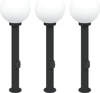 Obrázek produktu pro Světelné sloupky s paticí 3 ks 80 cm černé IP44