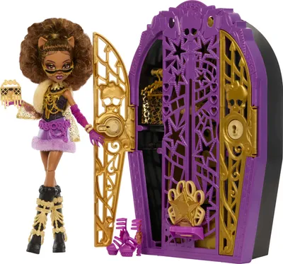 A Monster High doll and her accessory playset are displayed against a white background.