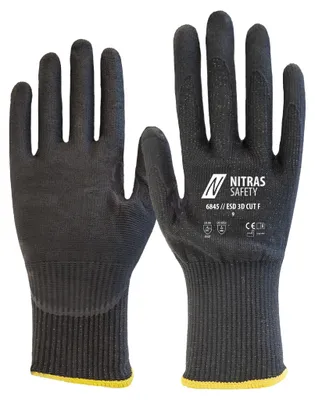 Produktbild von NITRAS ESD 3D CUT F, Schnittschutzhandschuhe, schwarz, EN 388,  Spezialgarn, Größe 12 | Packung (10 Paare)
