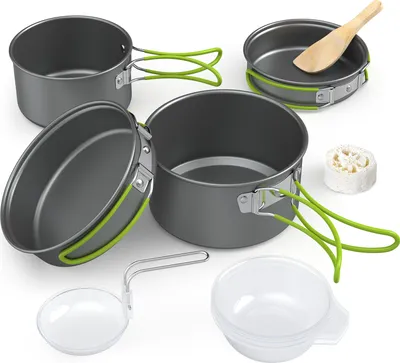 Produktbild von Tragbares Camping-Geschirrset fš¹r 2-3 Personen, multifunktionale Outdoor-Kochgeschirr fš¹r Camping und Grillen, ideal fš¹r den Au?enbereich