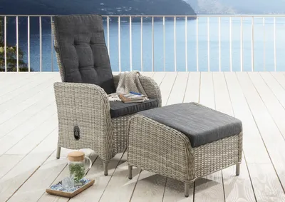 Produktbild von Destiny Balkonset PALMA CASA Hochlehner + Fußhocker, vintage weiß