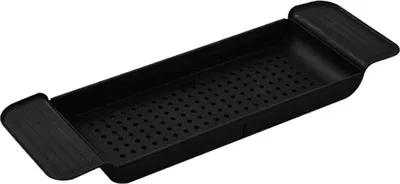 Produktbild von Badewannentablett, stabile Platzierung, erweiterbares Kunststoffmaterial, Drainage-Design, Badewannen-Caddy, Badewannentisch für Badezimmer, Schwarz