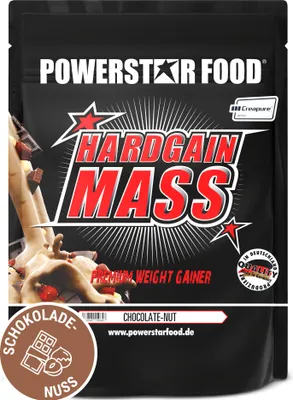 Produktbild von Powerstar HARDGAIN MASS 1600g | PREMIUM WEIGHT GAINER ohne Zucker-Zusatz | Masse, Kraft & Muskelaufbau | Mass Gainer Shake mit Kreatin | Chocolate-Nut