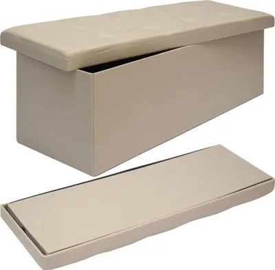 Produktbild von Sitzbank Faltbar 110x38x38cm Sitztruhe inkl. 2 Trennwände 120L Polsterbank Beige