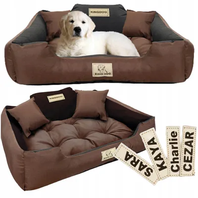 Produktbild von KingDog Wasserfestes Hundebett mit Namen 145x115 cm Braun
