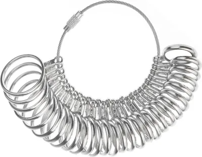 Produktbild von Metallischer Ringgrößenmesser, Fingermaß, Größenmessgerät für Schmuck, Größenbereich 0–17, Standard-Ringgrößenmesser für Damen und Herren