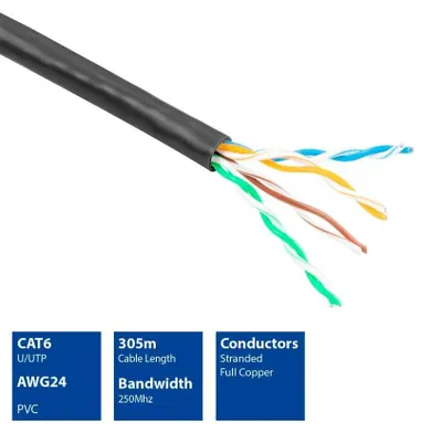 Produktbild von ACT 305m Cat6 Cable, 305 m, Cat6, Schwarz