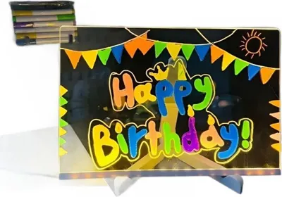 Produktbild von Led Notiztafel mit Farben, 30x20CM LED Maltafel Kinder, Leuchtende Zeichenbrett für Kinder, Acryl Notiztafel LED mit 7 Farben