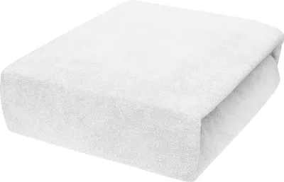 Produktbild von 4myBaby GmbH Spannbettlaken 90x200 cm | Bettlaken aus robustem Baumwollmischgewebe | Frottee, hypoallergen und weich | Frottee-Spannbettlaken in Weiß