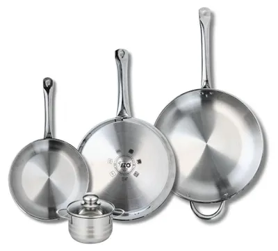 Obrázok produktu pre Sada 3 panvíc na varenie s priemerom 24, 28 a 32 cm a 1 hrniec s priemerom 12 cm Elo Profi Brillant