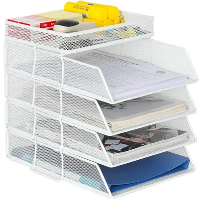 Produktbild von 5-lagiger Metall Schreibtisch-Organizer mit A4-Ordnern