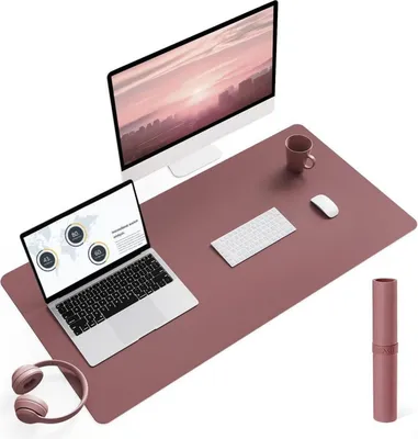 Image de Grand tapis de souris de bureau en rose foncé 90x43cm