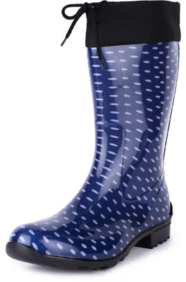 Produktbild von Ladeheid Damen Gummistiefel mit Stulpe LA-968 (Dunkelblau/Punkte, 42)