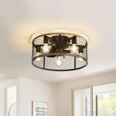 Produktbild von Sofucor Deckenventilator, Decke, 51 cm, sieben ABS-Flügel, mit Licht, Schwarz