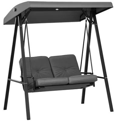 Produktbild von Outsunny Hollywoodschaukel 2-Sitzer Gartenschaukel mit Verstellbarem Dach Grau
