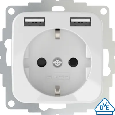 Produktbild von 2USB für Busch Jaeger Reflex Si Unterputz-Steckdose mit USB Reinweiß (glänzend)