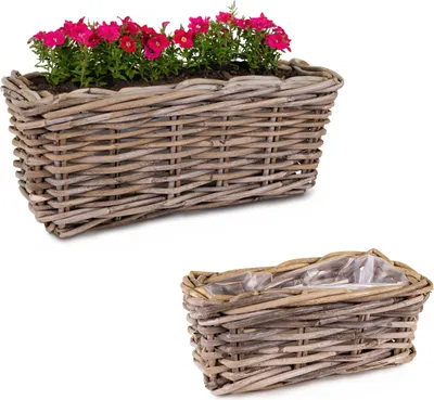 Immagine prodotto di Fioriere in rattan come vasi per piante rettangolari da 24, 40 cm