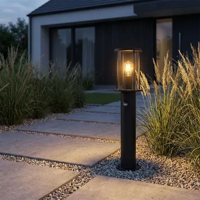 Produktbild von LED Stehleuchte, Außenleuchte, Sensor, Edelstahl, Glas, IP54, H 60 cm