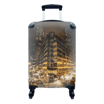 Produktbild von MuchoWow® Koffer Handgepäck Trolley Rollkoffer Kleine Reisekoffer mit 4 Rollen - Gold - Straßen - Städte - Cabin Size < 55x40x23 cm & 55x40x20 cm - Fotokoffer - Kabinenkoffer - Boardgepäck - Reise-Box - Reisekoffer - Reisegepäck - Koffer mit Bild - Trolley für Kinder