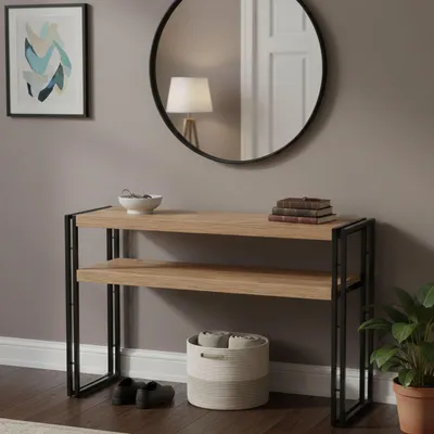 Image de Basilicata - Console, 140x35x80h cm Chêne Brun, une Étagère