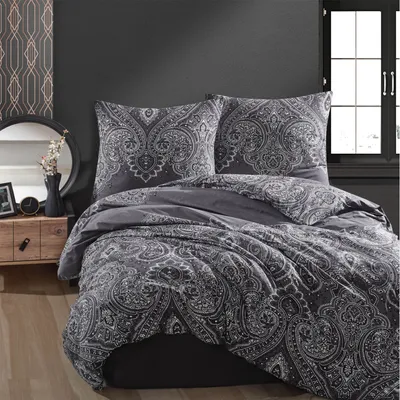 Produktbild von Bettwäsche 135x200 cm. 4 teilig set, anthrazit, 100% Baumwolle/Renforcé, Pulse V1