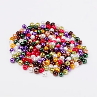 Bastelperlen 6mm lila, braun, rot, weiß, dunkelgrün