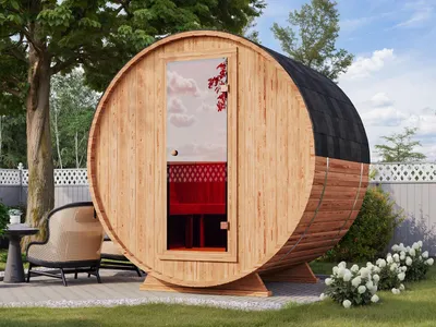 Produktbild von Fjordholz Fass-Sauna Modell Mini Luxe