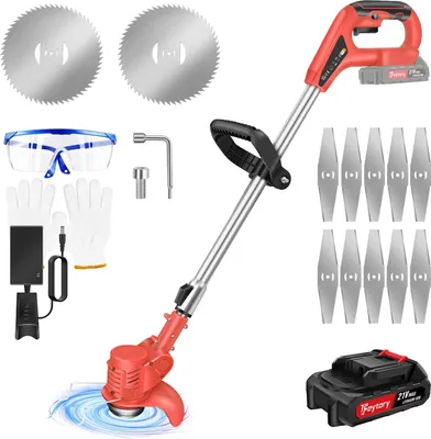 Immagine prodotto di Tosaerba e decespugliatore, design a batteria, altezza regolabile, tosaerba professionale, 1 BATTERIA