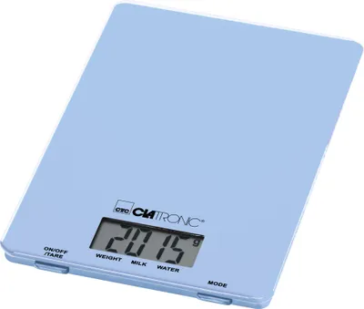 Produktbild von Clatronic® Küchenwaage digital mit Messbereich bis 5000g, extra flache Küchenwaage aus hochwertigem Glas, Kitchen Scale mit Tara-Funktion und einstellbaren Maßeinheiten - KW 3626, blau