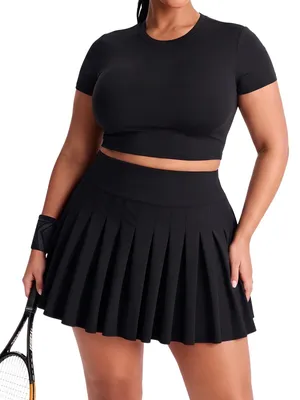 Produktbild von Damen Basic Faltenrock – Minirock mit hoher Taille, A-Form, große Größen