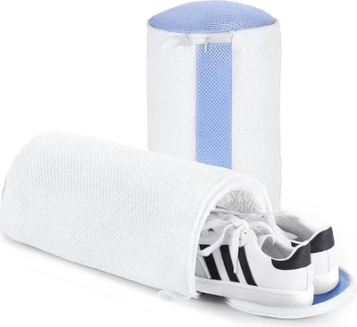 Produktbild von 2Pcs Schuhe Waschbeutel, Schuhwaschbeutel Waschmaschine, Rundum-Reinigung, Wiederverwendbarer Wäschesack Schuhe für Waschmaschine mit Verstecktem Reißverschluss, Wäschenetz Schuhe Sneaker