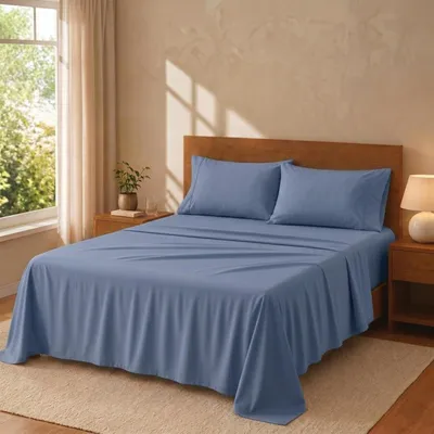 Image de Ensemble de literie 3 pièces - comprenant une housse de matelas, un drap-housse et une taie d'oreiller - en microfibre polyester, pour un lit de 105 cm