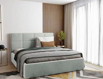 Produktbild von Furmeb24 - SLIM 2 - 180 x 200 cm - Polsterbett aus Holzrahmen , Doppelbett mit h¶her Kopsttze - Ohne Matraze - (Velutto 15)