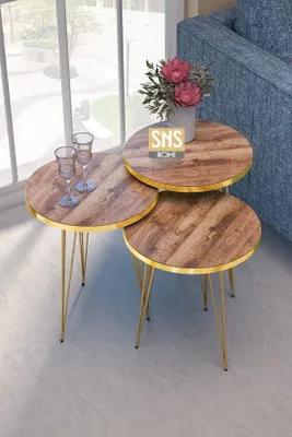 Produktbild von Beistelltisch-Set 4-teilig Marmor-Optik Schwarz Gold 90x50x55 cm